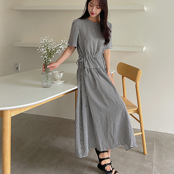 [valyou] Check String Long Dress