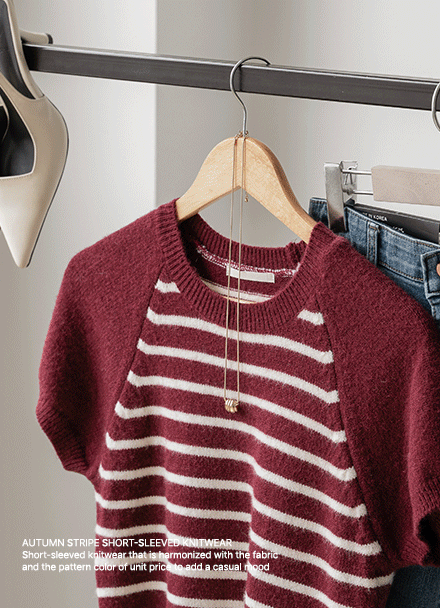 The Autumn Horizontal striped Short-sleeve Knitwear Korea