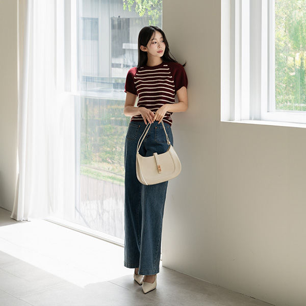 The Autumn Horizontal striped Short-sleeve Knitwear