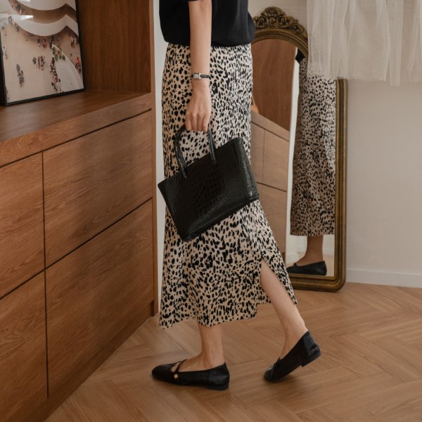 플로 Leopard Banding Skirt