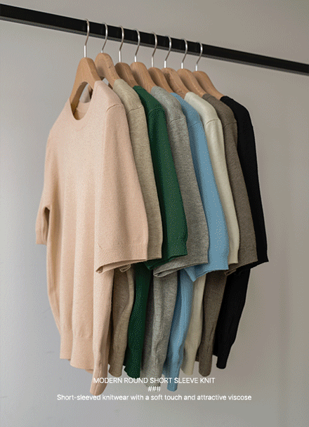 모던 Round Short-sleeve Knitwear Korea
