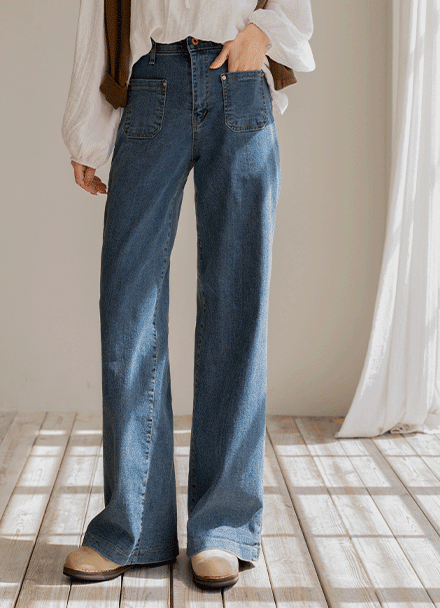 앞포켓 통 와이드 Banding Pants Korea