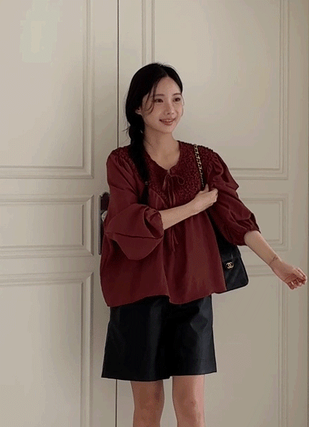 애니 Wrinkle Long-sleeve Blouse Korea