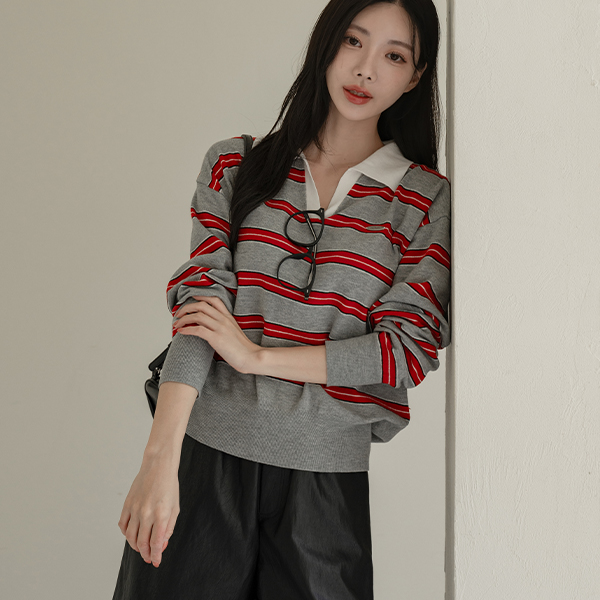 Hopes Horizontal Striped Collar Knitwear