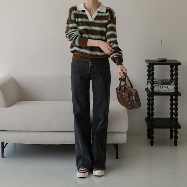 Hopes Horizontal Striped Collar Knitwear