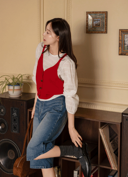 Emily Wool Button Bustier Korea
