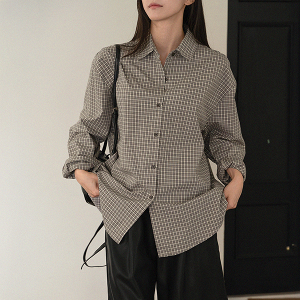 Fall Loose Fine-checked Shirt