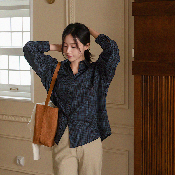 Fall Loose Fine-checked Shirt