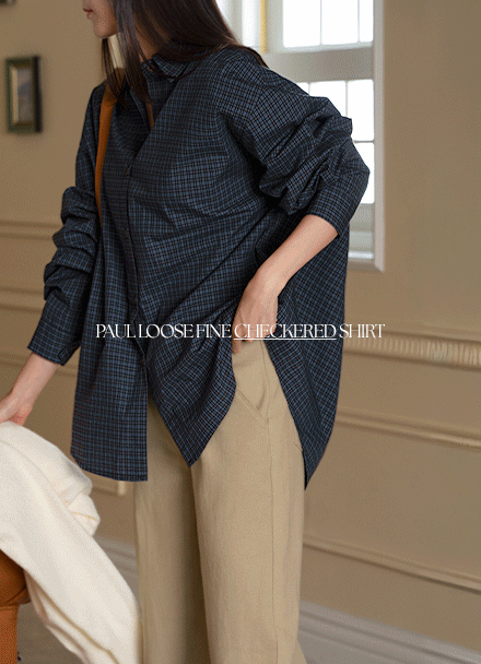 Fall Loose Fine-checked Shirt Korea