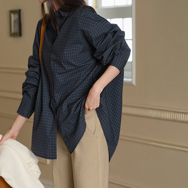 Fall Loose Fine-checked Shirt