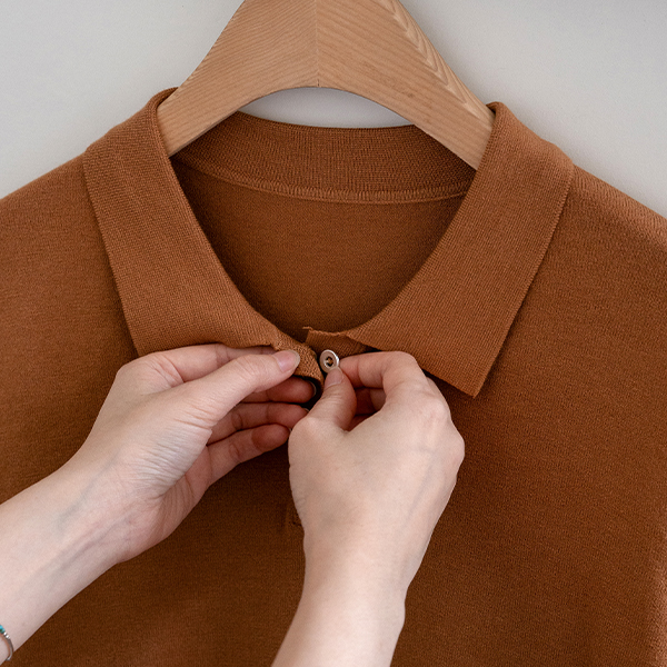 Weaving 3/4 sleeve Collar Knitwear