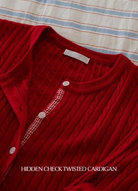 Hidden Check Twiddle Cardigan Korea