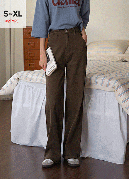 [Special Sale] Twill Span Banding Wide Pants Korea