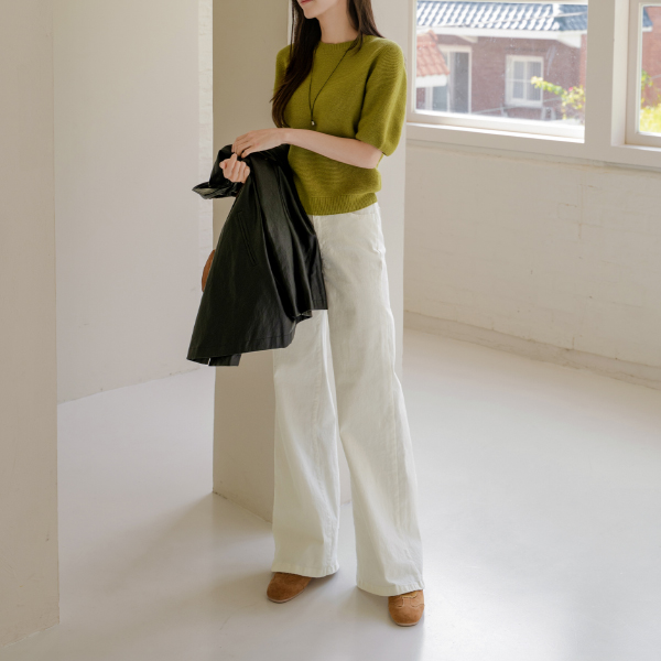 Holgament Wool Short-sleeve Round Knitwear