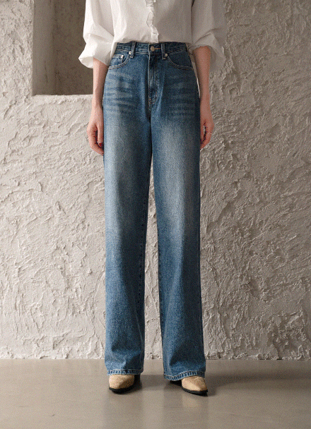 Blue 롱와이드 Denim Pants Korea