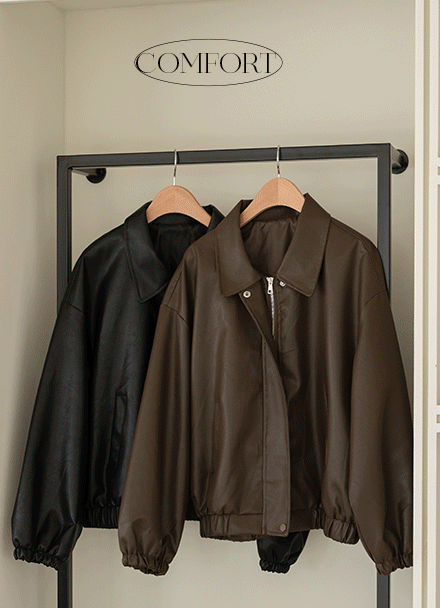 Comfort Snap Leather Jacket Korea