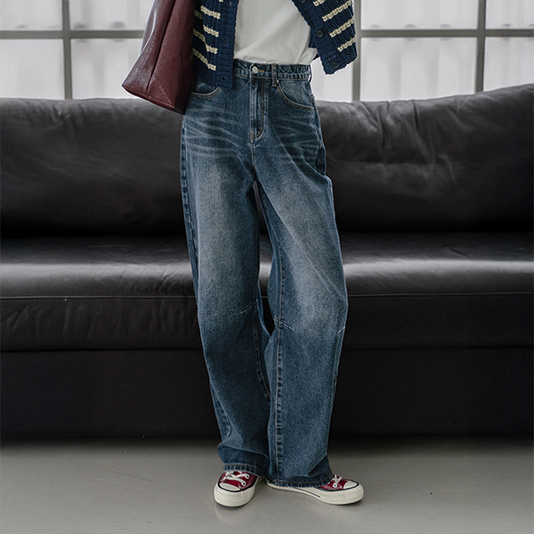 Washing Wide Balloon Denim Pants