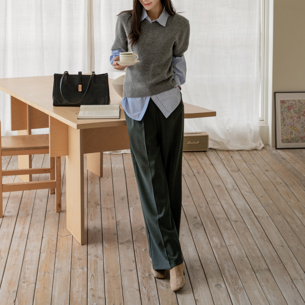 May Two Pintuck Wide Slacks