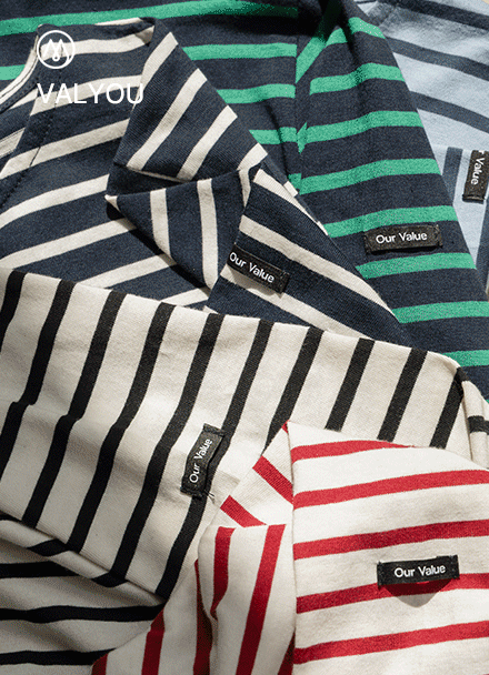 [valyou] 디어 패치 horizontal striped T-shirt Korea