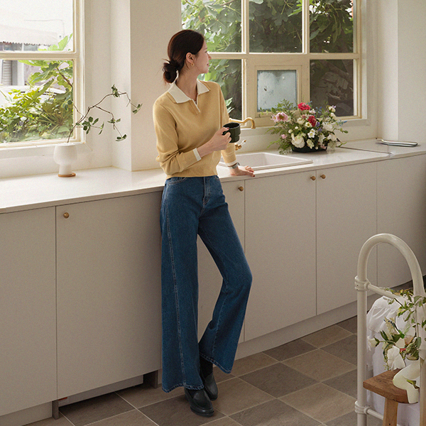 Delhi Wide Incision Denim Pants