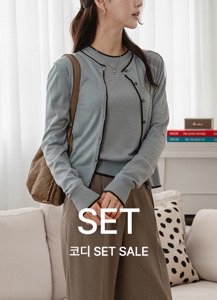 [코디set] Soft color combination key point Short-sleeve Knitwear+Soft color combination key point Cardigan Korea