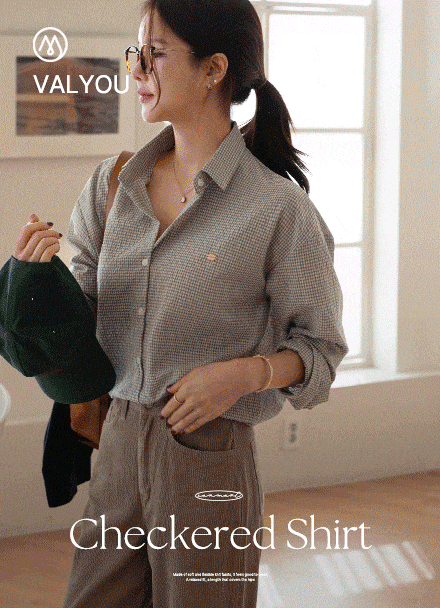 [valyou] 엣지 펜던트 Check Shirt Korea