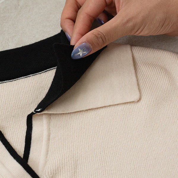 Beyond Slit Collar Color Matching Knitwear