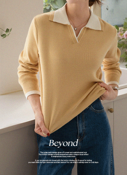 비욘드 트임 Collar color combination Knitwear Korea