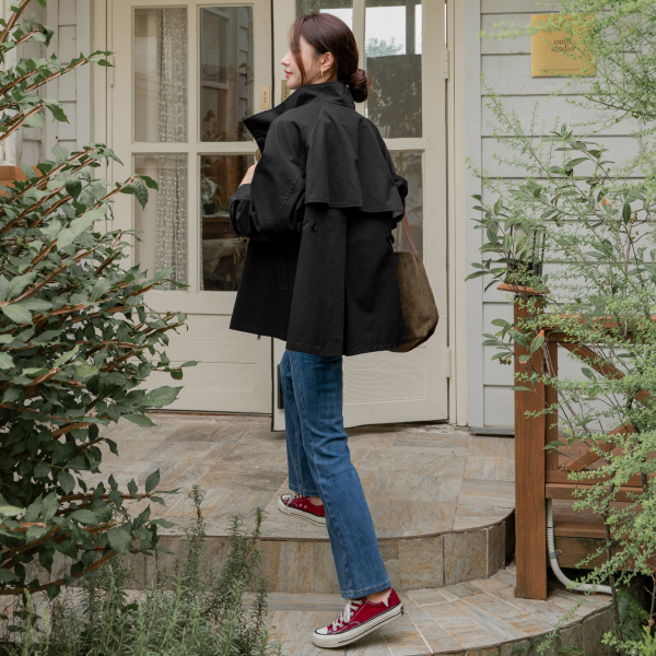 Highneck cape Trench Coat