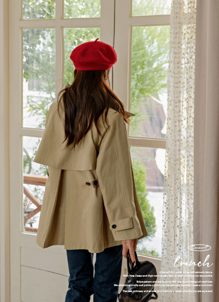 Highneck cape Trench Coat Korea