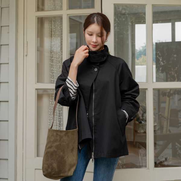 Highneck cape Trench Coat