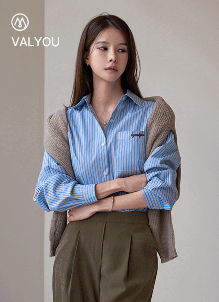 [valyou] Color Matching Stripe Shirt Korea