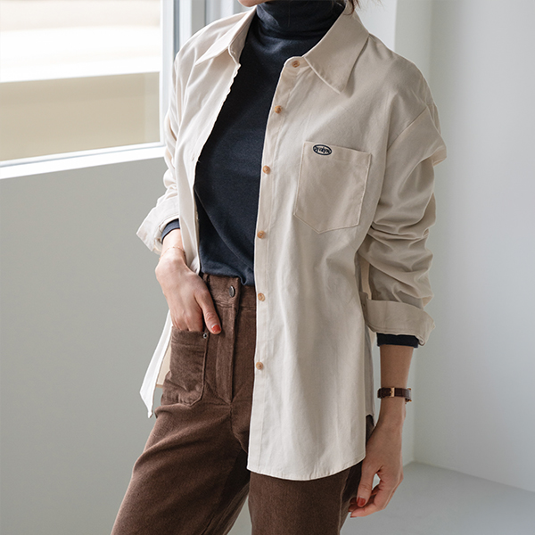 [valyou] Embroidered Pocket Corduroy Shirt