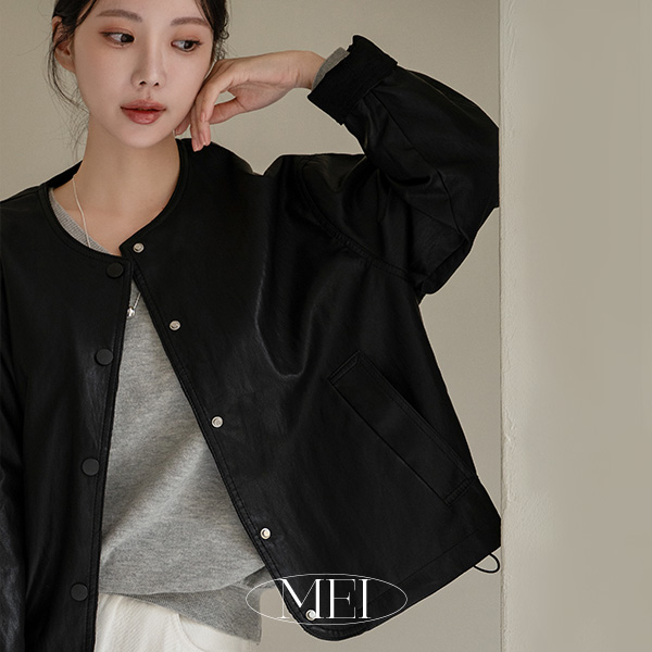 메이 No collar Leather Jacket