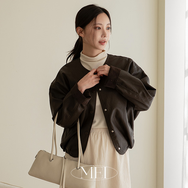 메이 No collar Leather Jacket