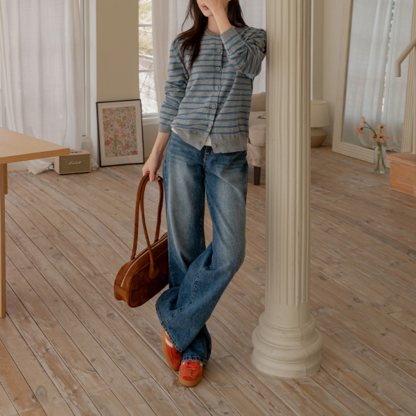 Revere Stripe Knitwear Cardigan