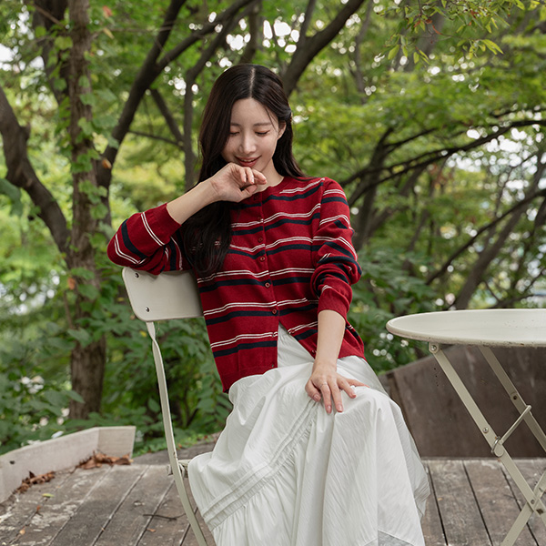 Color Match horizontal Striped Cardigan