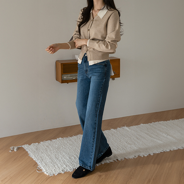 Sugar V Color Matching Knitwear Cardigan