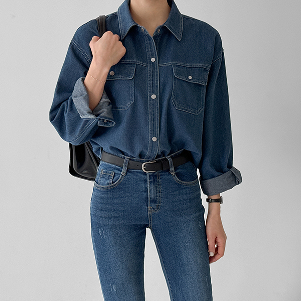 [valyou] Pocket Crop Denim Shirt