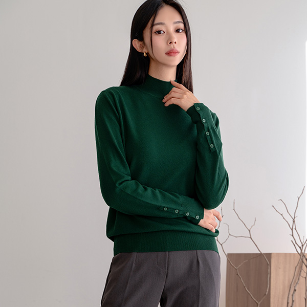 Pury  Sleeve Button Half Turtleneck Knitwear