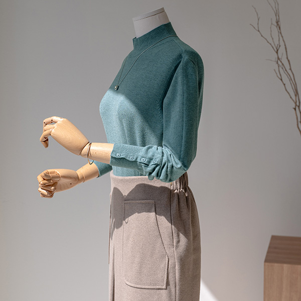 Pury  Sleeve Button Half Turtleneck Knitwear