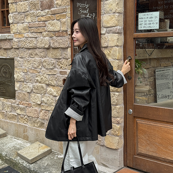 The Over Collar Leather Jacket