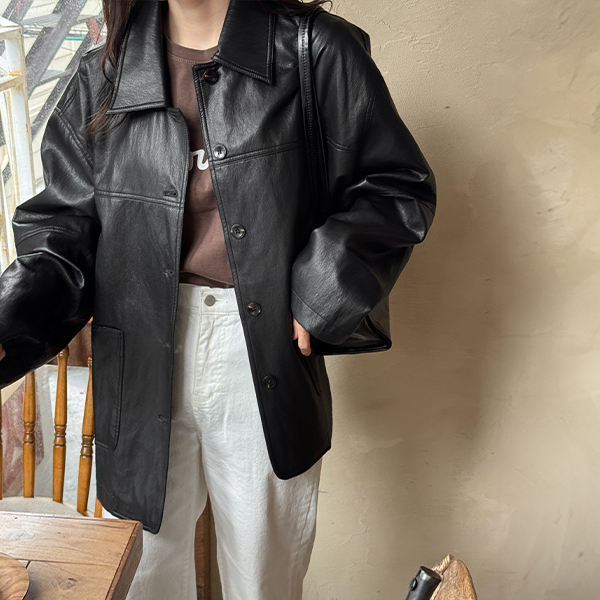 The Over Collar Leather Jacket