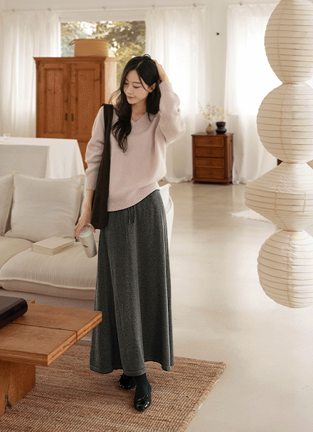 Simple Maxi Knitwear Skirt Korea