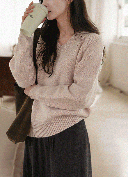 Thick Wool V Knitwear Korea