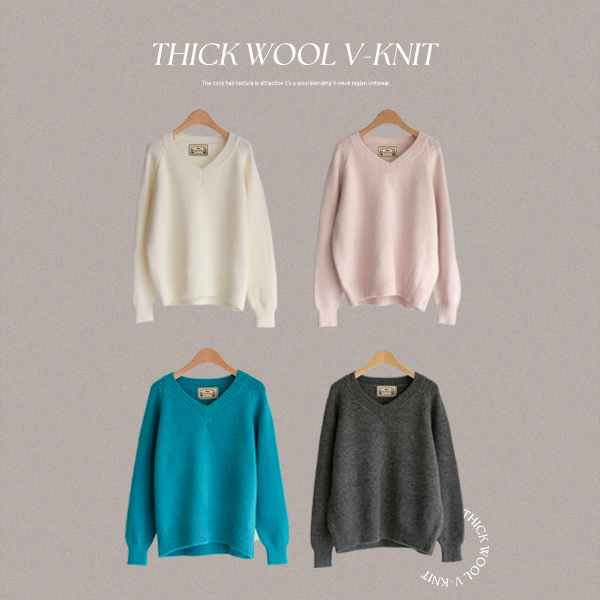 Thick Wool V Knitwear