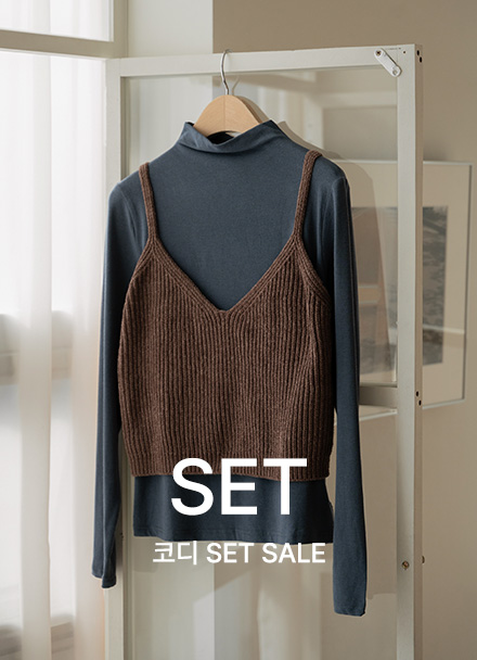 [코디set] 트리 Span 반폴라 T-shirt+소울 v Knitwear 뷔스티에 Korea