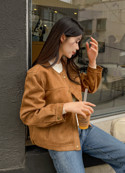어스 No collar Suede Jacket Korea