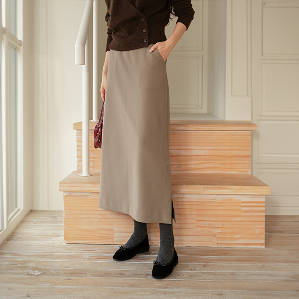 Banding Span Slit on Both Sides Skirt