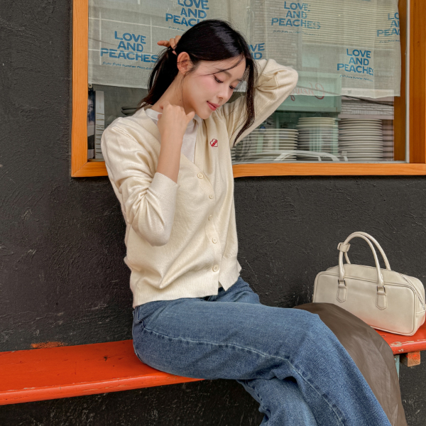 Heart Embroidery V Cardigan
